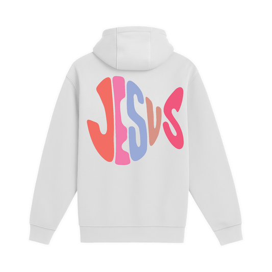 Unisex Medium White Pullover Hooded Sweatshirt